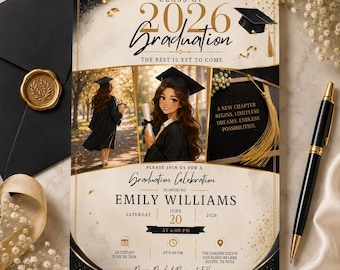 Graduation Invitation 2026, Graduation Party Invite, Senior Graduation Celebration, Canva Template, Digital Download