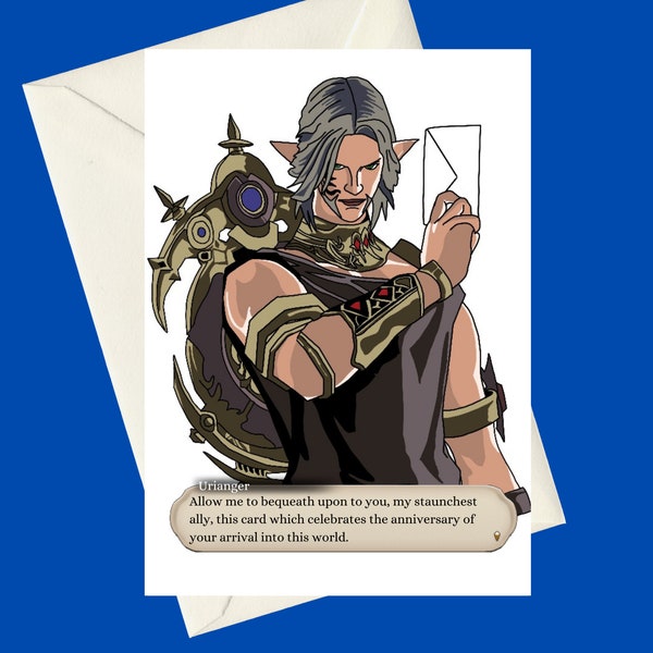 Final Fantasy XIV 14 Urianger Scion of the Seventh Dawn Funny  Birthday A5 Card, Perfect for gifts, or funny card for Video Game Fans