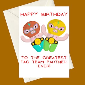 Pro Wrestling Größter Tag Team Partner A5 Geburtstagskarte, Perfekt für Geschenke, Anlässe oder lustige Karte für Pro Wrestling Fans