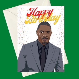 Tarjeta A5 de cumpleaños inspirada en el actor Idris Elba Luther, perfecta para regalos, ocasiones o tarjetas divertidas para fanáticos de la televisión y el cine
