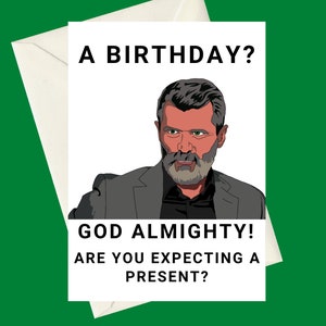 Carte d'anniversaire A5 fantaisie Roy Keane Sky Sports Pundit Manchester United, parfaite pour un cadeau, une occasion ou une carte amusante pour les fans de football