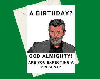 Manchester United Roy Keane Sky Sports Pundit Novelty Birthday A5 Card, Perfect for gifts, occasions, or funny card for Football Fans