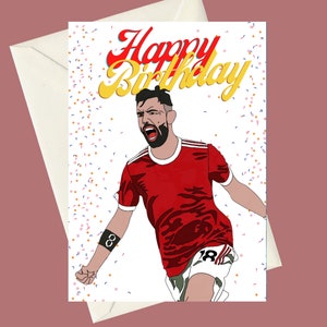 Bruno Fernandes Manchester United Birthday A5 Card, Perfect for gifts, occasions, or funny card for Football Fans