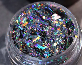 POLARIS - Holographic eyeshadow, Makeup flakes, Rainbow silver multichrome makeup, Rainbow makeup, Holographic accessories, Holo glitters