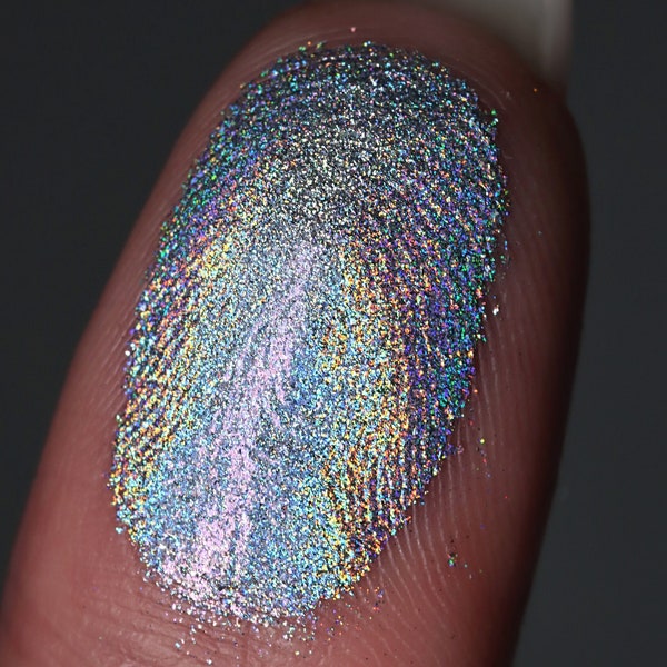 QUANTUM - Holographic eyeshadow loose/pressed powder, Rainbow silver multichrome glittery eyeshadow, rainbow makeup, holographic accessories