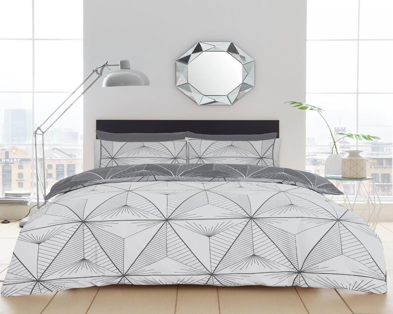 Zander Duvet Cover Set Geometrical Bedding Reversible Printed Etsy UK