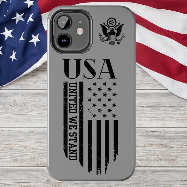 United We Stand Phone Case Distressed American Flag Mobile Cover Patriotic Phone Skin Gift For Veteran Dad Gift, Fits iPhone 11 12 13 14 15
