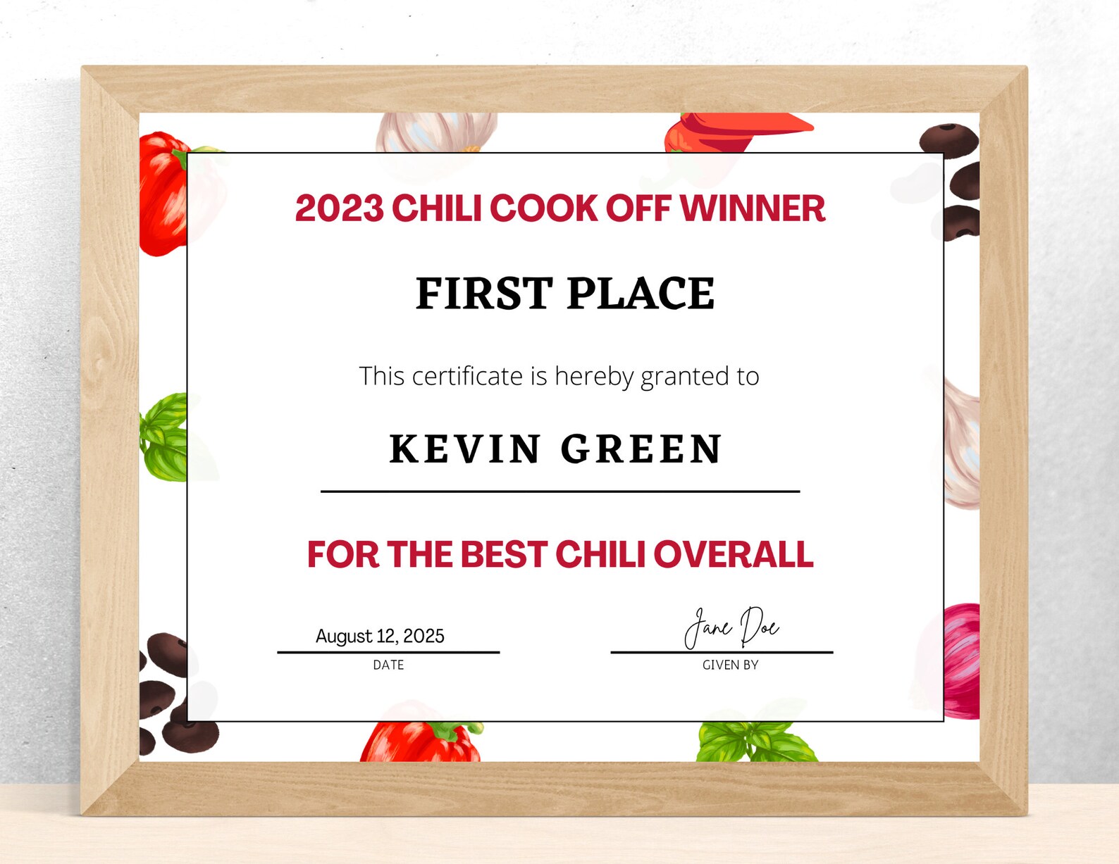 Chili Cookoff Award - Chili Cook off Certificate, Printable and ...