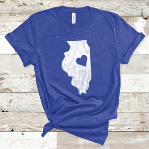 Chemise de l'Illinois, chemise de l'État de l'Illinois, t-shirt à domicile de l'Illinois, T-shirt de la carte de l'Illinois, chemise de voyage de l'Illinois, cadeau d'amant de l'Illinois, voyage de l'Illinois