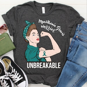 Camisa/regata/moletom de conscientização sobre miastenia gravis, camiseta inquebrável de guerreiro, camisas de apoio, camiseta de sobrevivente, camiseta de lutador, presente de luta