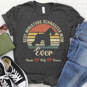 ミニチュアシュナウザーシャツ/スウェットシャツ/パーカー、シュナウザーママカスタムTシャツ、シュナウザーママパーソナライズTシャツ、女性へのギフト、カスタマイズ