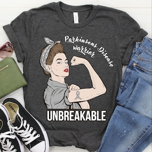 Parkinsons Disease Awareness Shirt / Tank / Hoodie, Parkinson&#39;s Disease Warrior Unbreakable Tshirt, Support T-shirt, Fighter Tee, Fight Gift