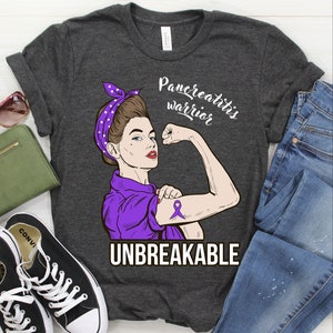 Camisa de conscientização de pancreatite/regata/moletom com capuz, camiseta inquebrável de guerreiro de pancreatite, camiseta de apoio, camiseta de lutador, presente de luta