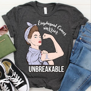 Esophageal Cancer Awareness Shirt / Tank Top / Hoodie, Cancer Warrior Unbreakable Tshirt, Cancer Support Shirts, Cancer Survivor Tee Gift