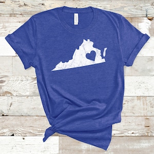 Chemise de Virginie, chemise d'état de Virginie, tee-shirt de maison de Virginie, T-shirt de carte de Virginie, voyage de Virginie, cadeau d'amant de Virginie, sweat-shirt de voyage de Virginie