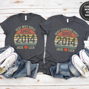 9. Jahrestagsgeschenk für Paar / Mann / Frau, Frauen und Männer, neun / 9 Jahre, personalisiertes neuntes Hochzeitstag-Shirt für Ihn / Sie