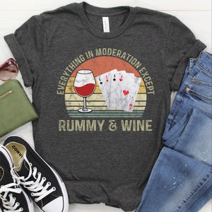 Shirt rummy en wijn / sweater / hoodie, cadeau gin rummy, T-shirt kaartspel, cadeau rummy spelers, T-shirt rummy lover, Lucky T-shirt, toernooi