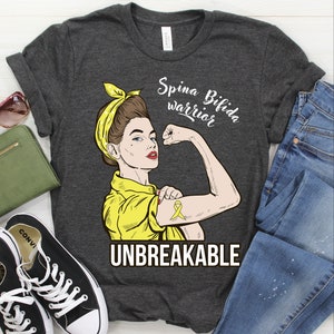 Spina Bifida Awareness Shirt / Tank / Hoodie / Sweatshirt, Spina Bifida Warrior Unbreakable Tshirt, Support T-shirt, Fighter Tee, Fight Gift