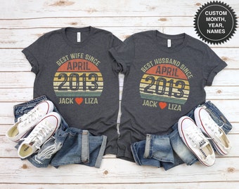 10th Anniversary Gift For Couple / Husband / Wife, Women And Men, Ten / 10 Year, Personalized Tenth Wedding Anniversary Shirt For Him / Her