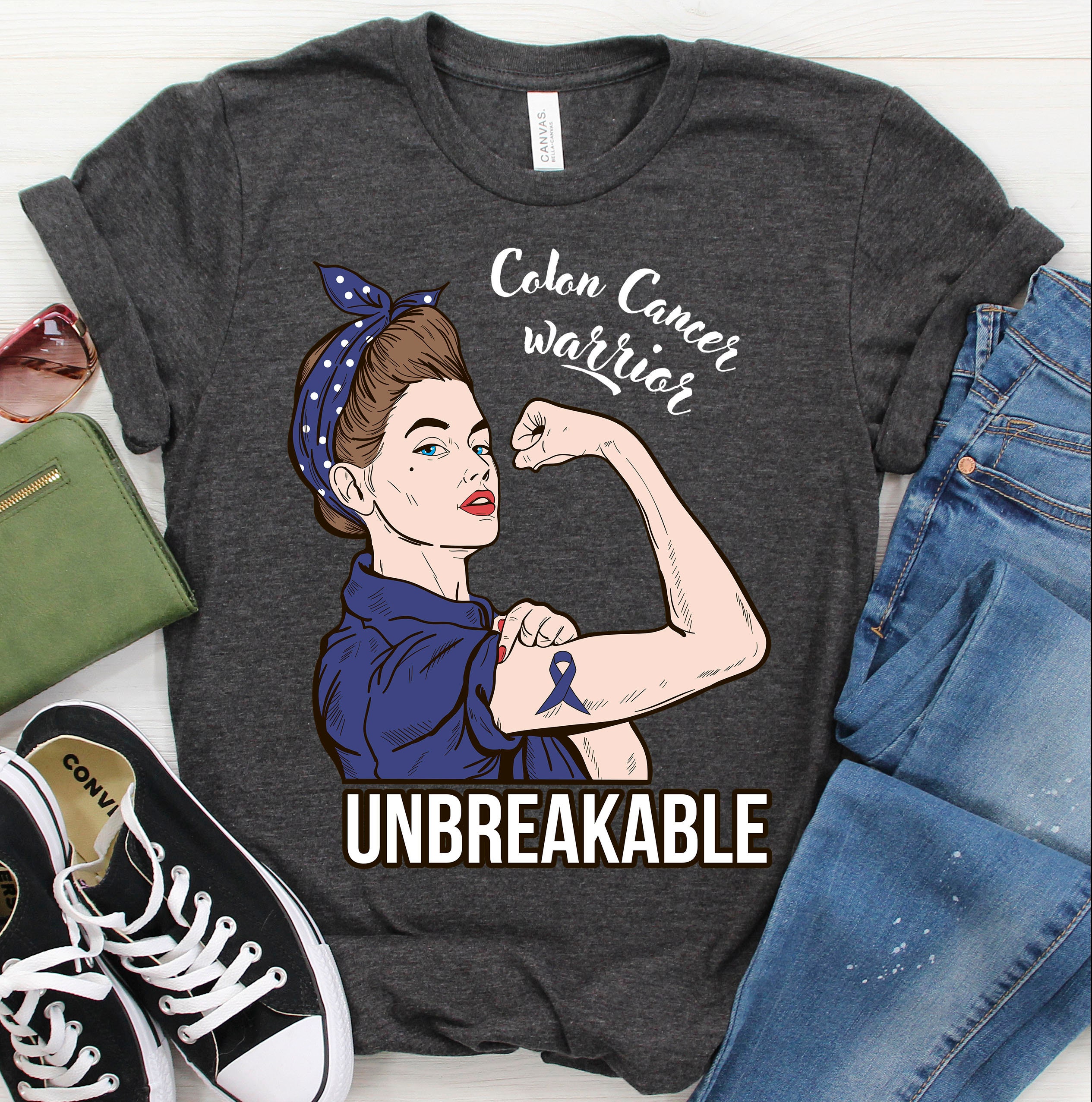 Strong Woman Gift Colon Cancer Warrior Unbreakable Tank Top Strong Woman Gift Colon Cancer Warrior Unbreakable Tank Top