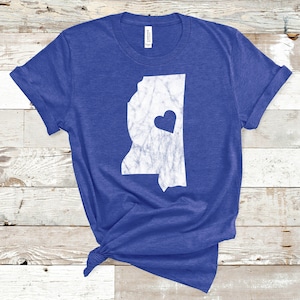 Chemise du Mississippi, chemise de l'État du Mississippi, tee-shirt Mississippi Home, T-shirt de la carte du Mississippi, chemise de voyage du Mississippi, cadeau du Mississippi