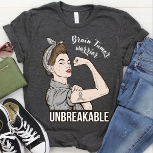 Brain Tumor Awareness Shirt / Tank Top / Hoodie, Brain Tumor Warrior Unbreakable Tshirt Gift, Support Shirts, Fighter Tee, Fight Gifts