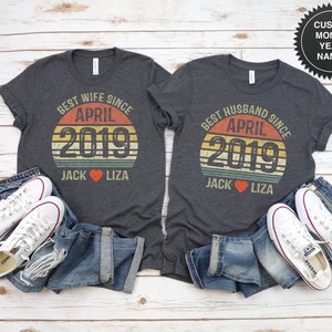 4th Anniversary Gift For Couple / Husband / Wife, Women And Men, Four / 4 Year, Personalized Fourth Wedding Anniversary Shirt For Him / Her