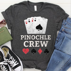 Camicia Pinochle / Canotta / Felpa con cappuccio, Regalo Pinochle, T-shirt da gioco di carte, Giocatori di carte, Maglietta Amante di Pinochle, Maglietta Lucky Pinochle Crew per lei/lui
