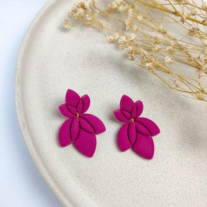 Handmade drop earrings Lilly fuchsia-pink floral shape image 6