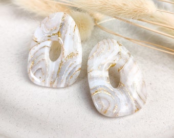 Elegant statement earrings "Mila" white-mother of pearl-gold