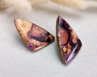 Elegant ear studs "Lena" violet-copper