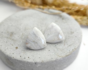 Elegant ear studs "Runa" white quartz