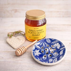 Handmade Ceramic Flower Frog & Honey Gift Set - Soap Dish Home Accessories