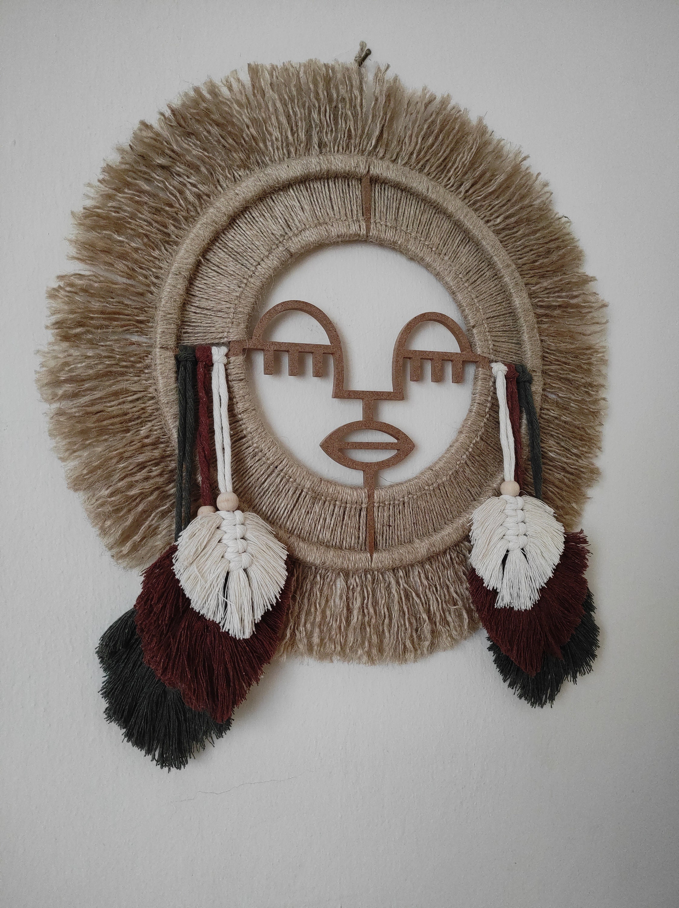 Bohoethnic Wall Decor girl With Earrings Jute Etsy