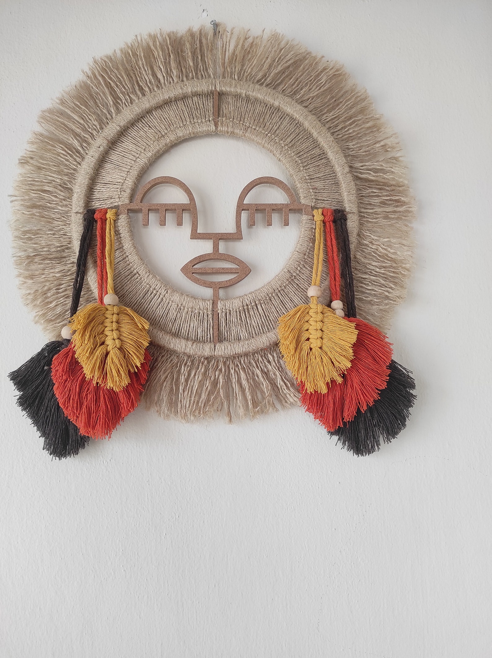 Bohoethnic Wall Decor girl With Earrings Jute Etsy