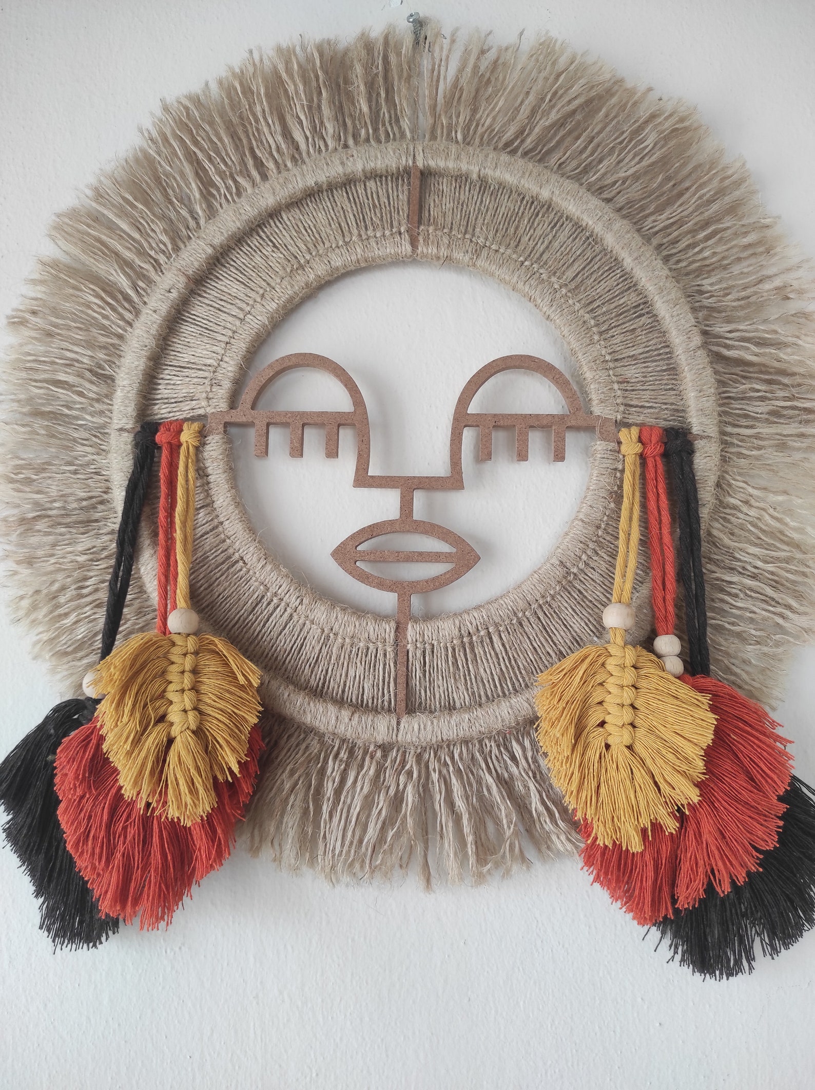 Bohoethnic Wall Decor girl With Earrings Jute Etsy