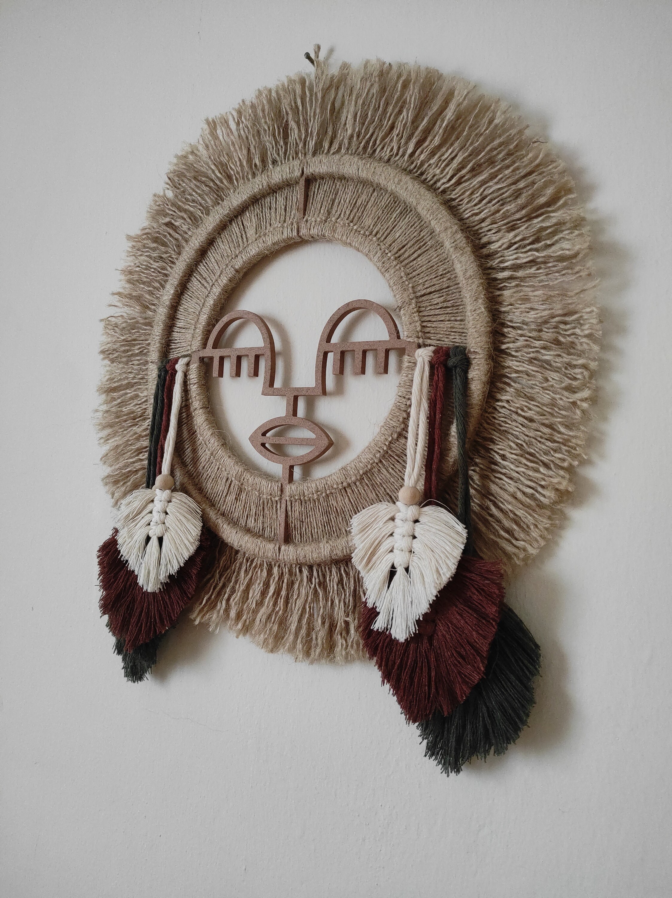 Bohoethnic Wall Decor girl With Earrings Jute Etsy
