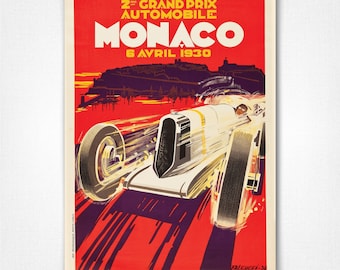 額装済/モナコグランプリ 1930年/ロバート ファルクッチ/アート/ポスター モナコグランプリ 1930 – ロバート ファルクッチ ポスター - A4、A3