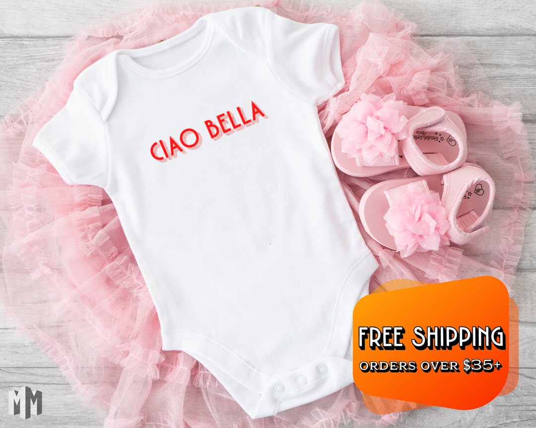 Ciao Bella Italian Baby Bodysuit for Her, Italian Baby Gift From Nonna