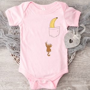Going Bananas Onesie®, traje de animal divertido, adorable regalo de mono para ella, lindo traje de mono recién nacido, regalo de baby shower de monos de bolsillo