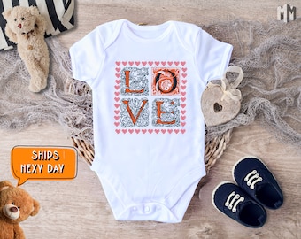 Adorable Love Baby Outfit For Toddlers, Cute Valentines Day Infant Apparel, Perfect Baby Shower Gift for Her