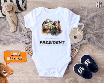 Future President Baby Outfit, Mount Rushmore Inspired Clothing, Patriotic Newborn Outfit, Unisex July 4th Political Humor Babywear