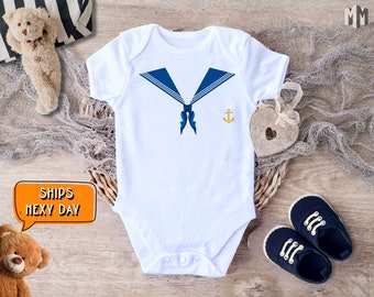 Sail Away Tiny Explorer Outfit for Babies, Cute Baby Sailor Photoshoot, First Vacation Clothes for Newborn, Infant Nautical Baby Bodysuit