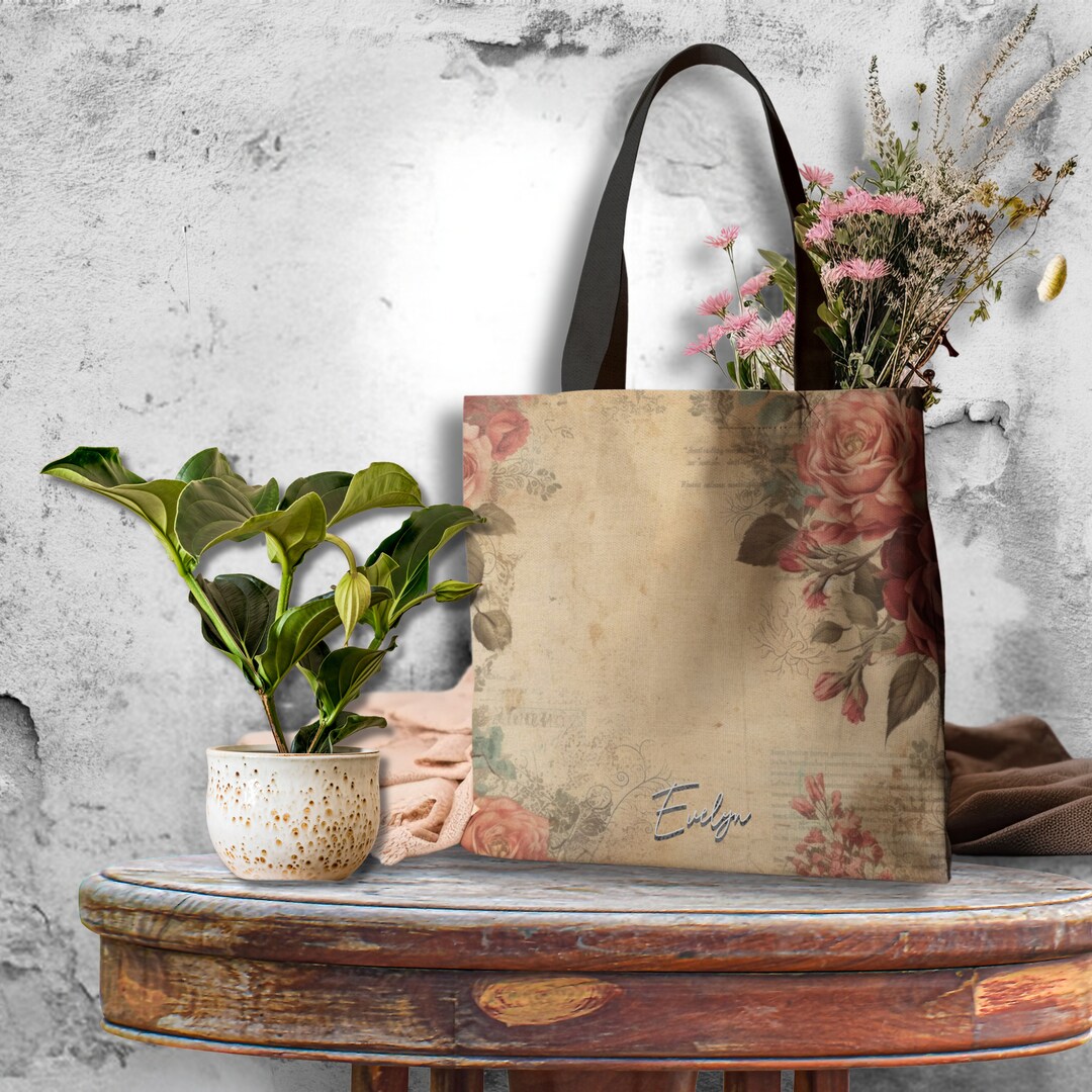 Personalized Floral Tote Bag for Bridesmaids Gift, Custom Bachelorette ...