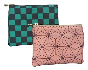 Demon Slayer Anime-inspirierte Mini-Geldbörse, Kosmetiktasche, kleiner Organizer, Münzgeldbörse, kompakte Geldbörse, Medikamentenetui, Kimono-Beutel【TYP:D】