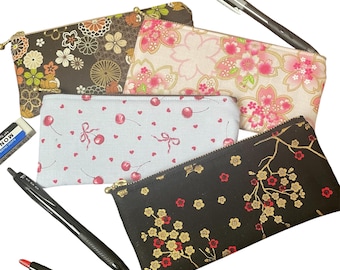 Pencil Case Japanese Fabric Pencil Case Slim Pencil Case Soft Compact Pen Case Kimono Pencil Cace [TYPE:A] 01~