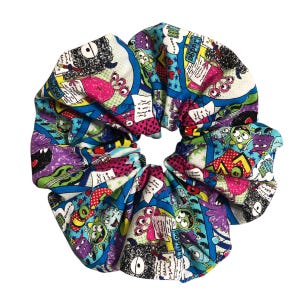 Colorful Cartoon Scrunchie Handmade Oversized Hair Tie Funky Pattern Hair Accessory Cute Gift for Girls and Women
