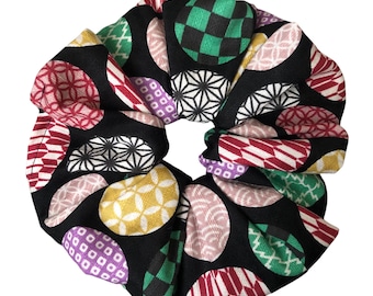 Retro-Kimono-Haargummi, japanisches Accessoire, übergroßer Haargummi, Haaraccessoire im japanischen Stil, Geschenkidee für sie 【WABON】