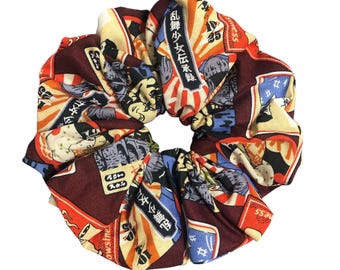 Retro-Haargummi im japanischen Stil, übergroßer Haargummi, japanisches Accessoire, Haargummis, Haarschmuck, Kanji Katakana, einzigartiges Geschenk für sie 【RETRO ROMANCE】