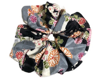 Scrunchie, Japanese fabric, Kimono scrunchie, Oversized scrunchie, 3 sizes, 2 colors, hair ties, hair accessories, Japanese style [MAIKO]